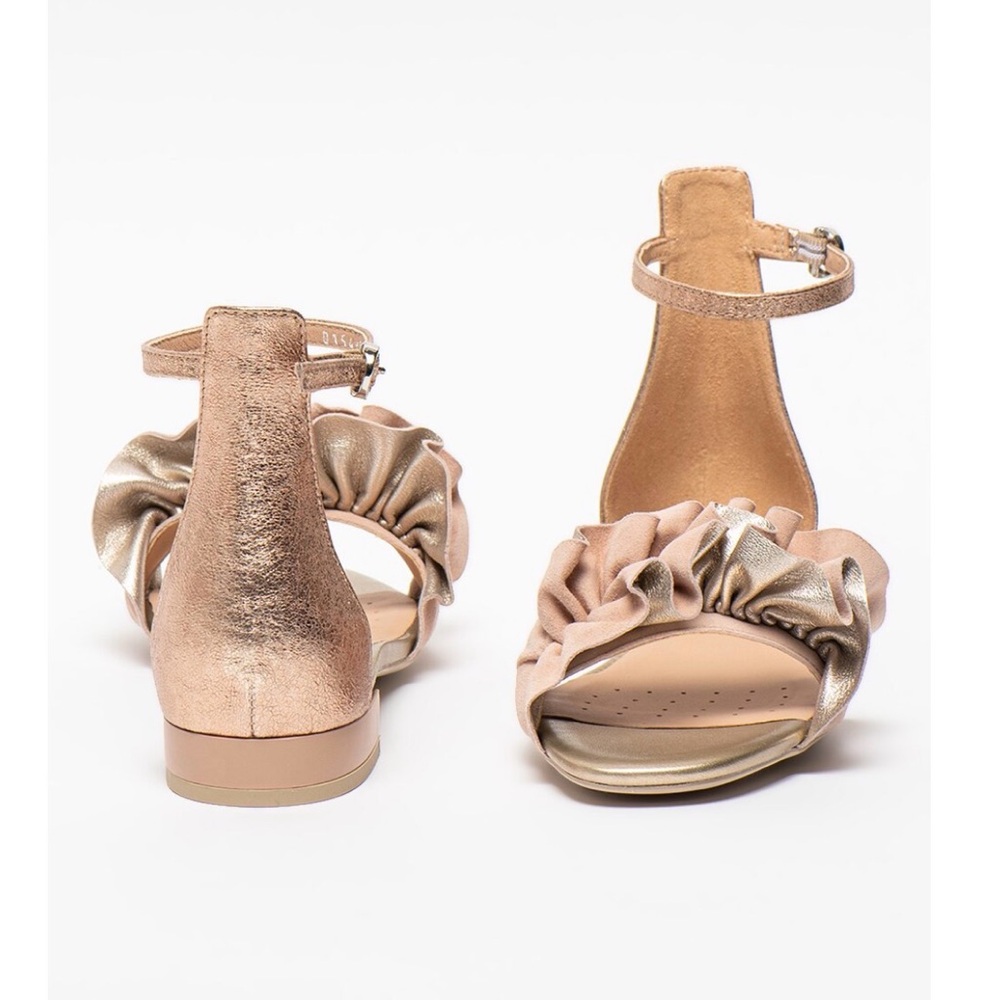 Geox Women's Gold Sandals with Ruffle Detail